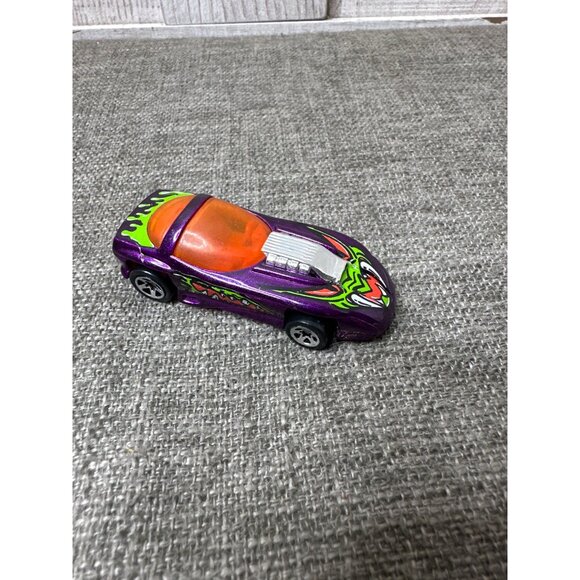 Mattel Other - 1993 Mattel Hot Wheels Purple Die Cast Car Orange Dome & Green Flame Graphics